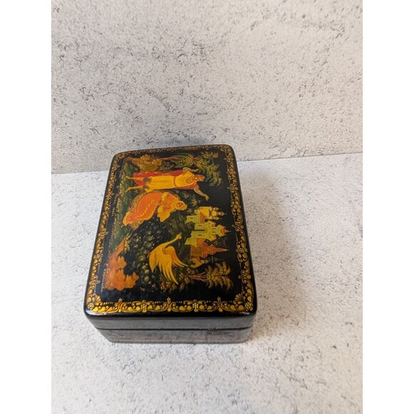 Palekh Russian Lacquer Box “Gvidon” – Hand-Painted, Signed Kornilova, 1992, Cert - Picture 3 of 10